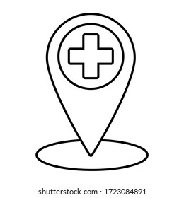Hospital pin icon, hospital map point 