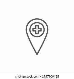 hospital pin icon, medical pin vector