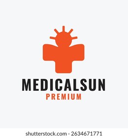 Hospital Plus Shape with Sunshine Logo Concept Template Design