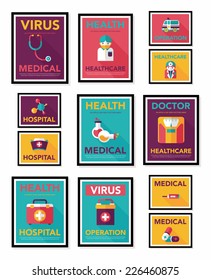 Hospital poster banner design flat background set, eps10