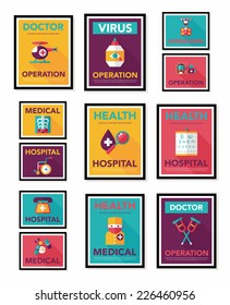 Hospital poster banner design flat background set, eps10