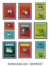 Hospital poster banner design flat background set, eps10