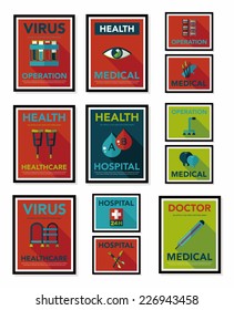 Hospital poster banner design flat background set, eps10