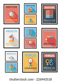 Hospital poster banner design flat background set, eps10
