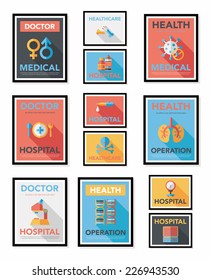 Hospital poster banner design flat background set, eps10