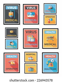 Hospital poster banner design flat background set, eps10
