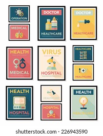 Hospital poster banner design flat background set, eps10