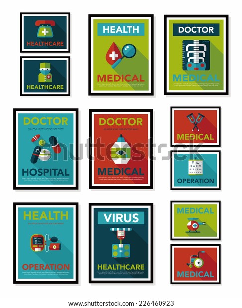 Hospital Poster Banner Design Flat Background Stock Vector