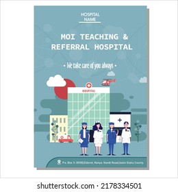 Hospital poster template flat classical cartoon sketch