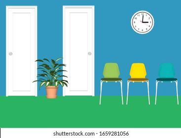 Puerta de la cola del hospital con silla vectorial