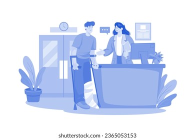 Hospital Reception Desk Illustration concept on white background