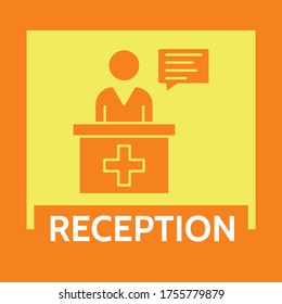 
hospital reception desk label is a piece of paper,plastic film,cloth,metal or other material affixed to a container or product. 
