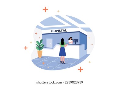 Hospital Reception Illustration concept. A flat illustration isolated on white background