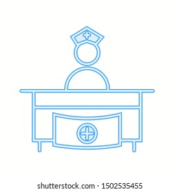 Hospital reception vector line icon
