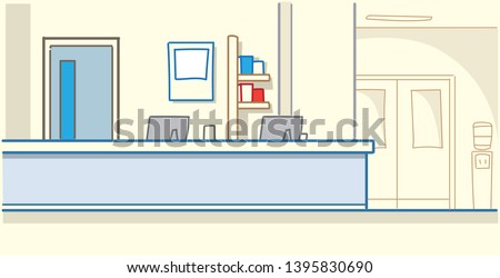 hospital reception waiting hall empty no people medical clinic interior horizontal banner sketch doodle vector illustration