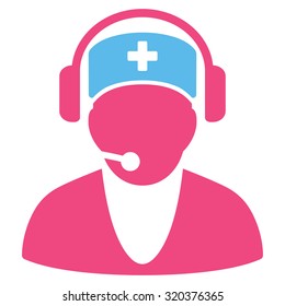 Hospital Receptionist vector icon. Style is bicolor flat symbol, pink and blue colors, rounded angles, white background.