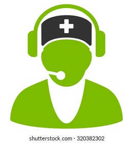 Hospital Receptionist vector icon. Style is bicolor flat symbol, eco green and gray colors, rounded angles, white background.