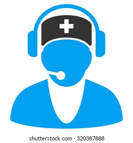 Hospital Receptionist vector icon. Style is bicolor flat symbol, blue and gray colors, rounded angles, white background.