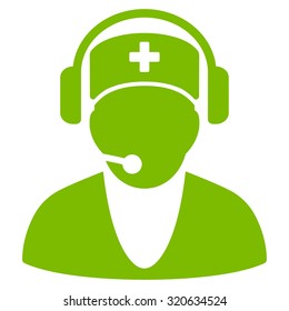 Hospital Receptionist vector icon. Style is flat symbol, eco green color, rounded angles, white background.