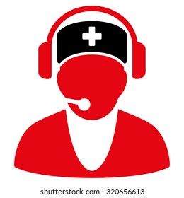 Hospital Receptionist vector icon. Style is bicolor flat symbol, intensive red and black colors, rounded angles, white background.