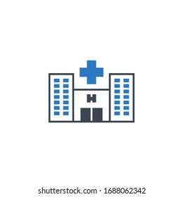 Icono de glifo vector relacionado con el hospital. Aislado sobre fondo blanco. Ilustración vectorial.