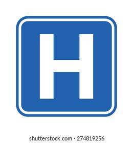 Hospital Road Sign, Vector Illustration