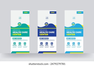 Hospital roll up leaflet and hospital rack card flyer template