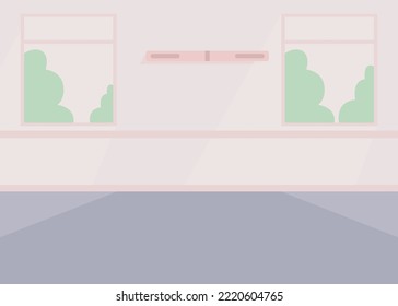 Hospital Room Flat Color Vector Illustration. Healthcare Institution. Private Patient Room. Unfurnished Ward. Fully Editable 2D Simple Cartoon Interior With Open Windows On Background