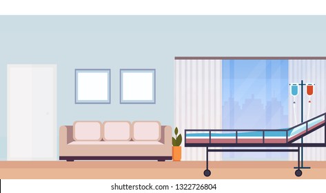 Hospital Room Interior In An Intensive Therapy Patient Ward With Bed Empty No People Modern Medical Clinic Horizontal