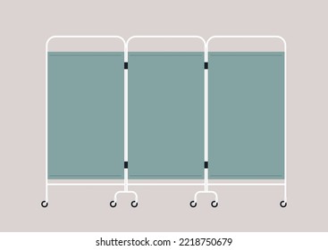 A Hospital Screen Partition On Wheels, A Medical Room Divider