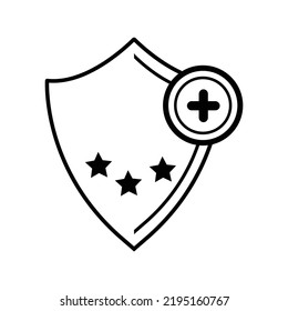 Hospital Security Protection Shield Icon | Black Vector Illustration |