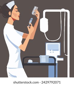 Hospital service concept flat vector illustration. The doctor examines, advises, and dispenses medications to patients in the hospital examination room. Hospital service concept a  flat vector