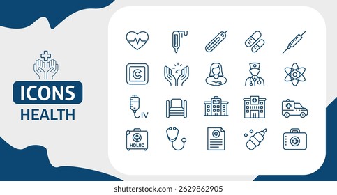 Icon Set Editierbare Vektorsymbole für medizinische Abteilungen und Einrichtungen