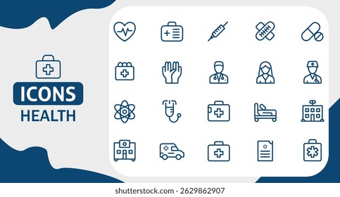Hospital Services Icon Set Editable Vector Symbols for Medical Departments and Facilities