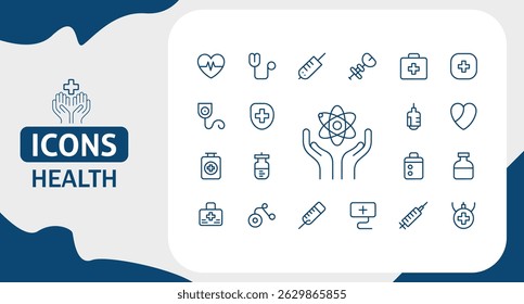 Conjunto de iconos de servicios hospitalarios Símbolos de Vector editables para departamentos e instalaciones médicas	