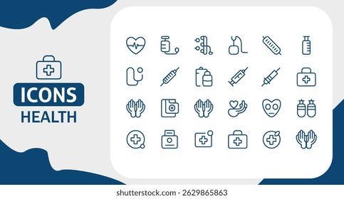 Icon Set Editierbare Vektorsymbole für medizinische Abteilungen und Einrichtungen	