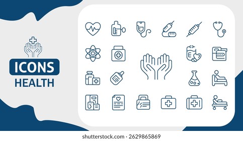 Conjunto de iconos de servicios hospitalarios Símbolos de Vector editables para departamentos e instalaciones médicas	
