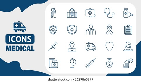 Hospital Services Icon Set Editable Vector Symbols for Medical Departments and Facilities	