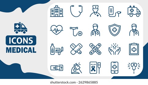 Hospital Services Icon Set Editable Vector Symbols for Medical Departments and Facilities	