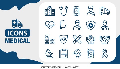 Hospital Services Icon Set Editable Vector Symbols for Medical Departments  Facilities	