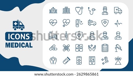 Hospital Services Icon Set Editable Vector Symbols for Medical Departments and Facilities	