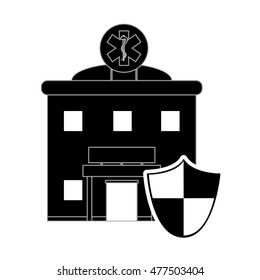 hospital and shield icon