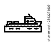 hospital ship transport marine line icon vector. hospital ship transport marine sign. isolated contour symbol black illustration