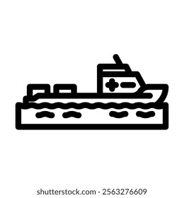 hospital ship transport marine line icon vector. hospital ship transport marine sign. isolated contour symbol black illustration