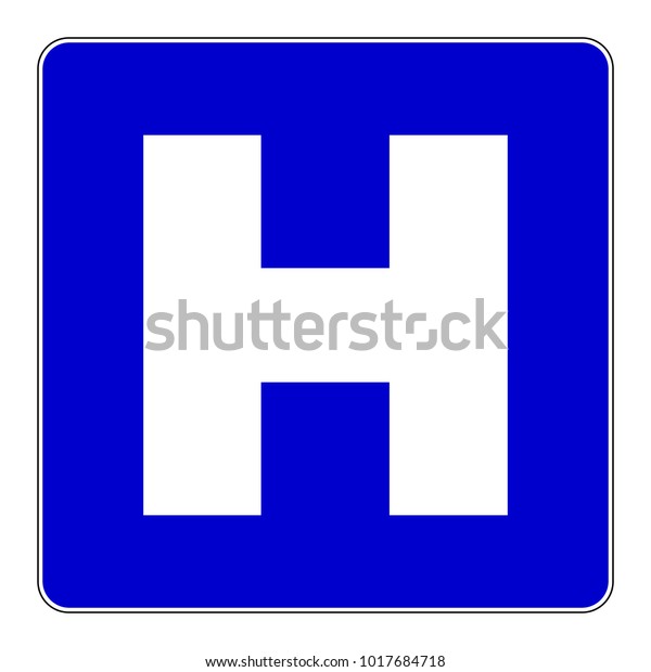 Hospital Sign Blue Square Sign H Stock Vector (Royalty Free) 1017684718