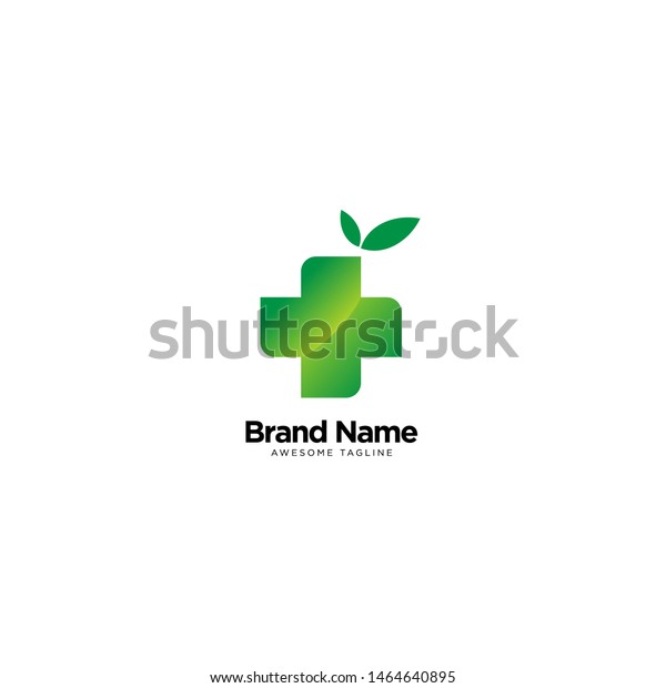 Hospital Sign Cross Logo Leaf Stock Vector (Royalty Free) 1464640895 ...