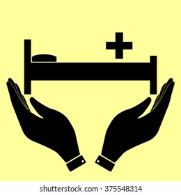 Hospital sign. Flat style icon vector illustration.