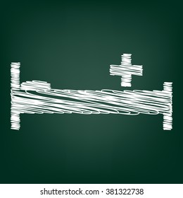 Hospital sign. Flat style icon with chalk effect