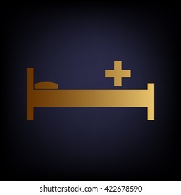 Hospital sign. Golden style icon