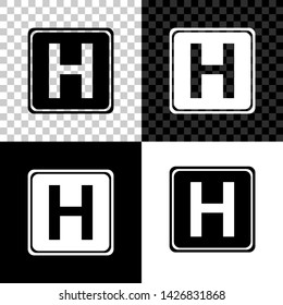 Hospital sign icon isolated on black, white and transparent background. Vector Illustration